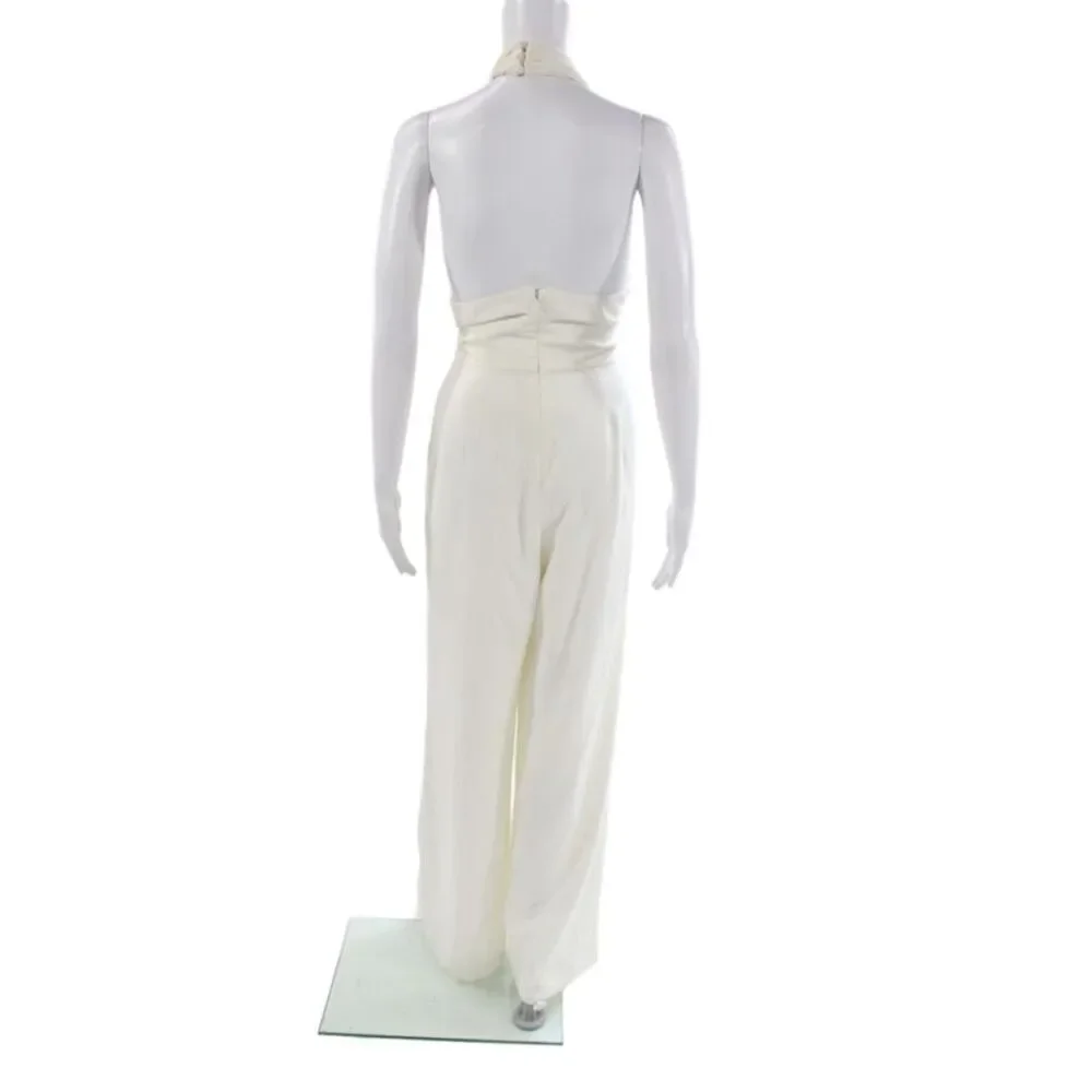 Jill Jill Stuart Women Halter Ivory Jumpsuit Zip Sleeveless Wedding Size 4